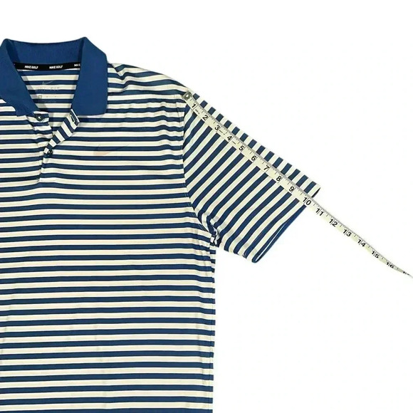 Nike Golf Dri-Fit Polo Size Medium Blue and White Striped Great Condition Used - Picture 5 of 9